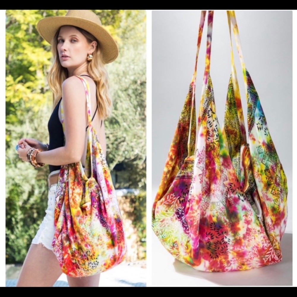Boho multicolored tote bag